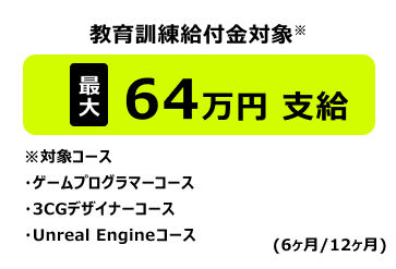 教育訓練給付金対象　最大64万円支給